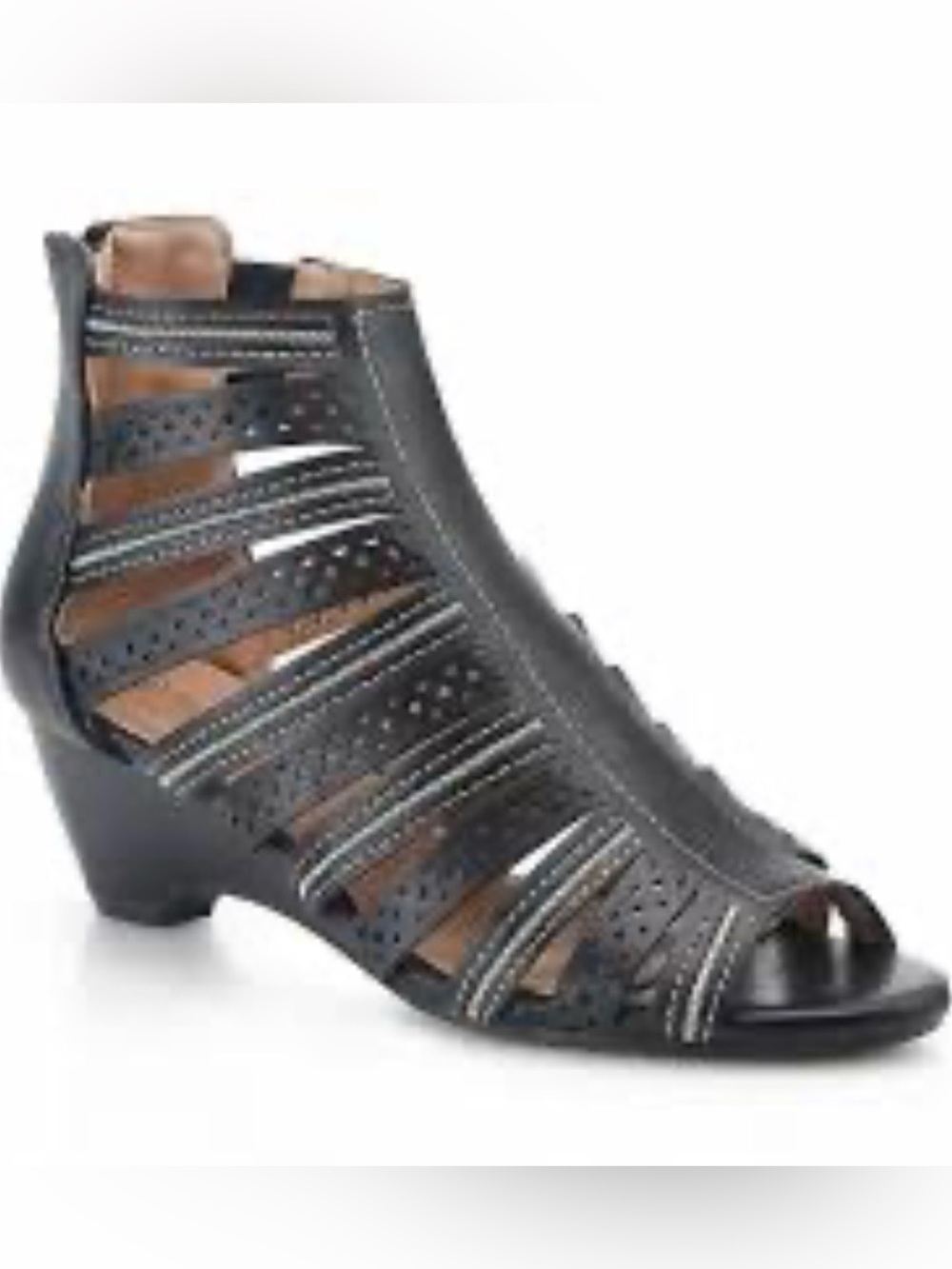 Brand new Henry Ferrera Women's Black Peep-Toe Strappy leather wedge size 11
